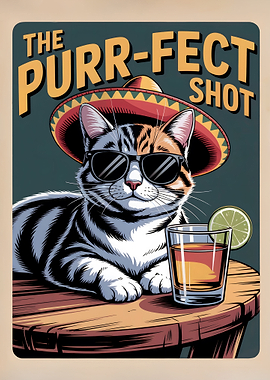 The Purr-fect Shot: Cat with Sombrero