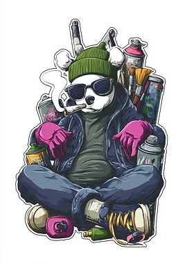 Cool Panda Graffiti Artist Illustration