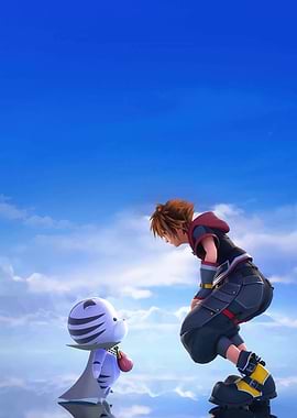 Sora and a striped creature