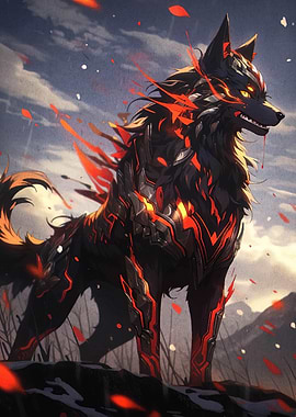 Fiery Wolf Digital Art