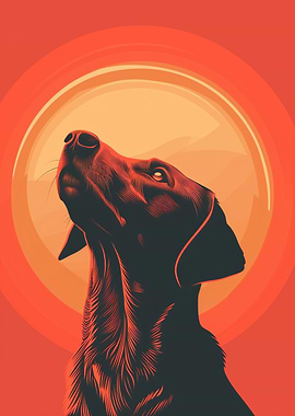 Dog portrait in warm sunset tones