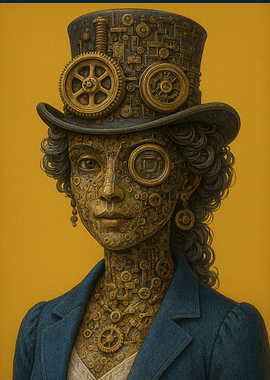 Steampunk Woman Portrait with Gears