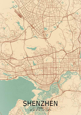 Shenzhen Vintage Map