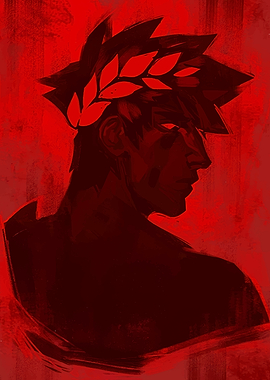 Hades Game Character Portrait in Red