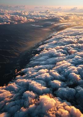 Aerial view of clouds and landscape