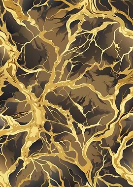 Abstract Gold Veins on Brown Background