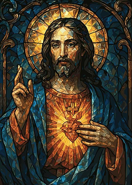 Stained Glass Jesus Christ Portrait