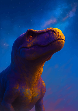 Tyrannosaurus Rex under starry sky