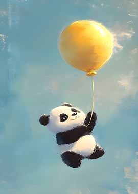 Panda Bear with Yellow Balloon