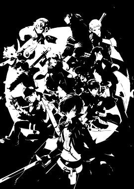 Black and White Anime Character Group