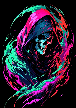 Colorful Grim Reaper Digital Art