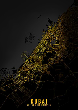 Golden Dubai City Map