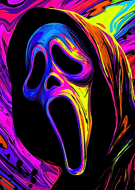Colorful Scream Mask Abstract Art
