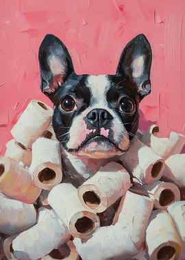 Dog in Toilet Paper Painting | Dog humor poster