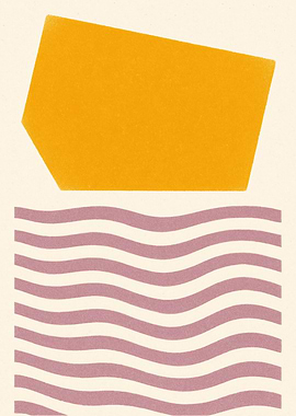 Abstract Geometric Sun with Mauve Wave Pattern