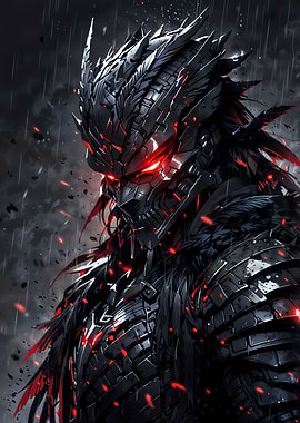 Warrior with Glowing Red Eyes