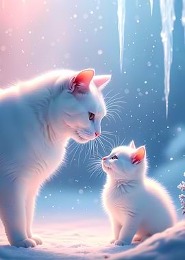 White Cats in Winter Wonderland
