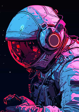 Astronaut in Space Suit with Headphones
