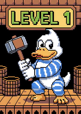 Pixel Art Duck with Hammer - Level 1