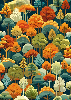 Colorful Autumn Forest Pattern