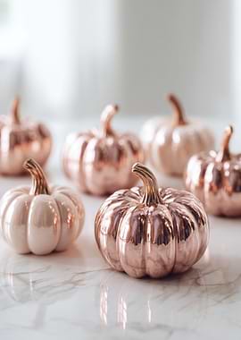 Rose Gold Pumpkin Fall Decor
