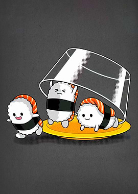 Sushi Escape Cartoon Illustration