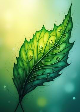 Detailed Green Leaf Illustration