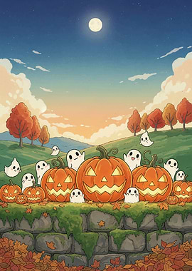 Halloween Pumpkins and Ghosts Halloween2025