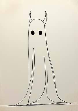 Minimalist Mystical Ghost with Horns
