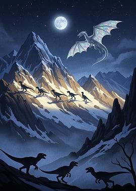Dragon Dinosaurs Mountain Landscape