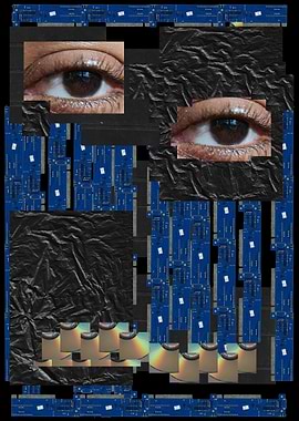 Abstract Collage with Eyes and Electronics