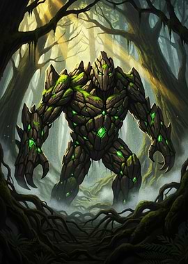 Mossy Stone Golem in Forest