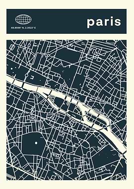 Paris City Map Art Print