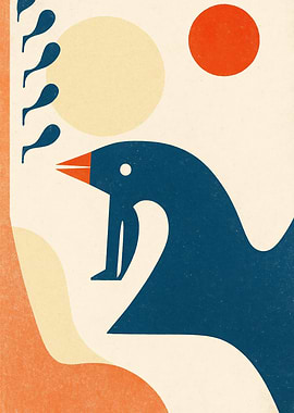 Abstract Penguin Illustration with Geometric Shapes