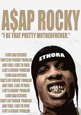A$AP Rocky Portrait with Lyrics