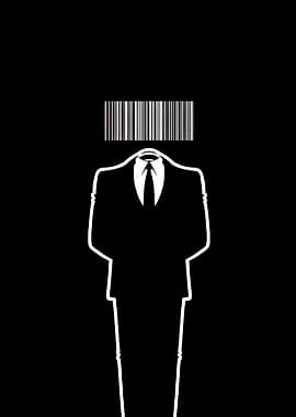 Barcode Head Suit Silhouette