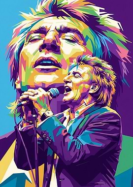 Rod Stewart Colorful Pop Art Portrait