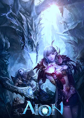 Aion Fantasy Art with Dragon and Woman