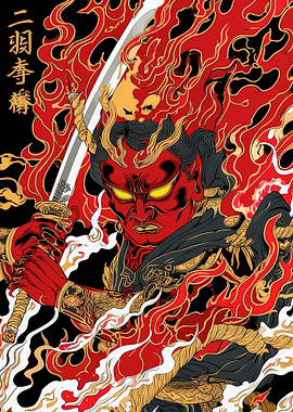 Red Oni Warrior with Sword