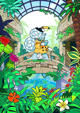 Fantasy cute Snail in Botanical Garden