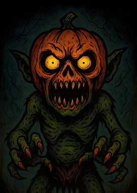 Pumpkin-headed monster illustration