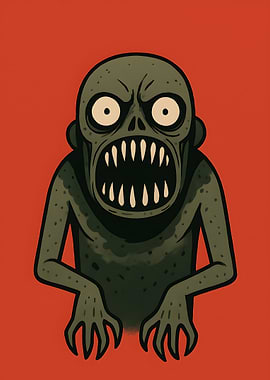 Cartoon Zombie on Red Background