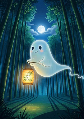 Cute Ghost in Bamboo Forest