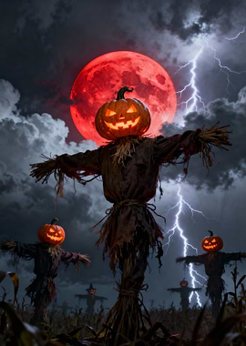 Halloween Scarecrows with Pumpkin Heads