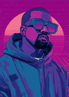 Kanye West Portrait in Retro Style
