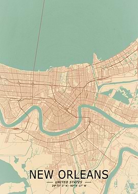 New Orleans Vintage Map