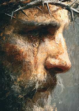 Jesus Christ Portrait with Crown of Thorns