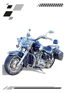 Black and Chrome Motorcycle on White