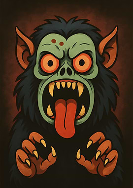 Cartoon Monster with Tongue Out