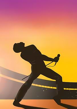 Freddie Mercury silhouette on stage